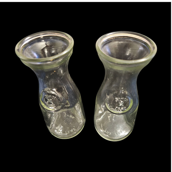 Vintage Clear Glass Mini Carafe Pitcher Set of 2 – Embossed “Since 1852” - Picture 1 of 4